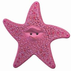 a pink starfish with dots on it's face