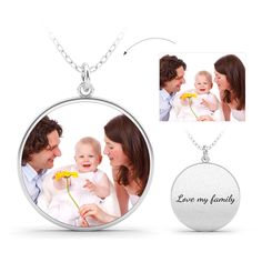 Jeulia engraved family personalized sterling silver photo necklace, upload your family photo in the important time, back engraving your wishes or your attitude for family. Choose the suitable necklace length, Begin the custom photo family necklace with engraved service, hurry up to own your family-warmly necklace!Chain Type: Width: 25 mmHeight: 25 mmThickness: 1.2 mmMaterial: Plating Color: Silver Necklace Chain Types, Sterling Silver Promise Rings, Necklace Stand, Best Friend Jewelry, The Beauty Of Life, Home Decor Gift Ideas, Family Necklace, Photo Pendant, Photo Necklace