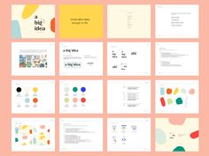 an assortment of brochures with different colors and shapes