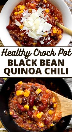 healthy crock pot black bean quinoa chili is an easy and delicious side dish