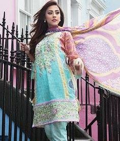 FTA 5B Cotton Lawn Dress, Farah Talib Aziz, Desi Clothes, Dresses Online, Sky Blue, Blue Sky, Desi, Kimono Top