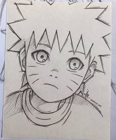 a drawing of an anime character with big eyes and ears, drawn in pencil on paper