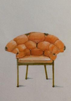 a drawing of a chair made out of orange pillows