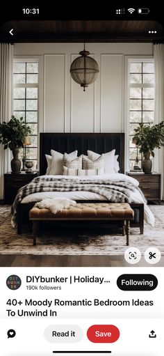 a bed room with a neatly made bed and pillows