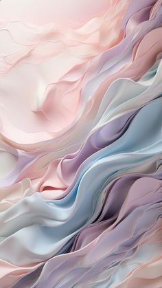 an abstract painting with pastel colors and wavy lines