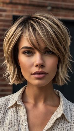 Cropped Bob Hairstyles, Choppy Shoulder Length Hairstyles, Women S Haircut Short, Back Of Short Hair, Bob With Bangs Fine Hair, Short Hair With Volume, Over 50 With Bangs, Covering Grey Roots