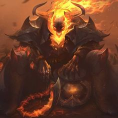 an image of a demon with flames on his chest