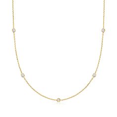 Ross-Simons - .50ct t. w. Lab Grown Diamond Station Necklace Over Sterling. 18". Here's a stunning station necklace for a fantastic price! Glistening with .50 ct. t. w. round brilliant-cut lab-grown diamonds in 18kt yellow gold over sterling silver, our classic cable-chain necklace is a true style essential. Lab-grown diamonds are identical to mined diamonds according to their optical, physical and chemical properties. Lobster clasp, lab-grown diamond station necklace. Diamond birthstones are the perfect gift for April birthdays. Diamond Anklet, Italian Gold Jewelry, Mixed Metal Bracelets, Pearl Bracelet Gold, Pearl Strands Necklace, Pearl Anklet, Mixed Metal Earrings, Diamond Birthstone, Diamond Jewelry Necklace