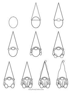 different shapes and sizes of hats for children to color on the page, including one with a