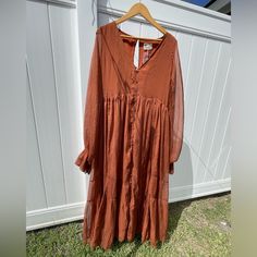 Xxl Ninette Maxi Dress In Amber By Joyfolie. Brand New! Never Worn! Originally $128 Body Is Fully Lined, Sleeves Un-Lined. Functional Button Down Front. Keyhole Back. Body: 100% Polyester / Lining: 94% Polyester, 6% Spandex Website Photos In Same Style, Different Color. Joyfolie Dress, Website Photos, Dresses Xxl, Same Style, Amber, Maxi Dress, Spandex, Womens Dresses, Brand New