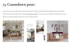 an advertisement for a furniture store with the title'13 countdown posts launching a new offering or special product want to promote the opening of your office? why not