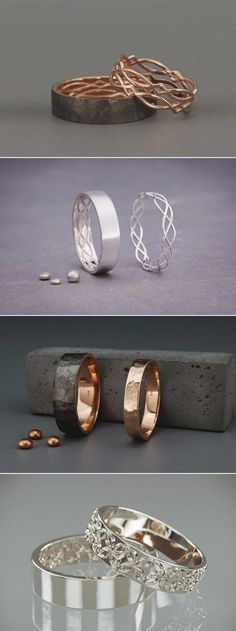 three different types of wedding bands and rings