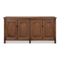 the sideboard is made from wood and has three doors