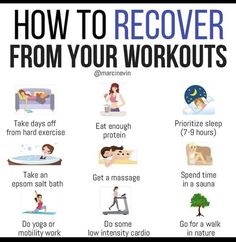 a poster with the words how to recover from your workouts and other things you can do