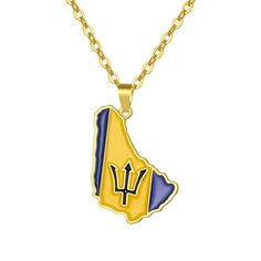 PRICES MAY VARY. Unique design: High Polished 18K Gold Plated Barbados Island Map Flag Oil drop pendant Pendant designed Measurement: 3.4cm/1.33 inches*2.5cm/0.98 inches,with 50cm/19.68 inches chain Premium Quality: Our jewelry is made with Lead-free environmental brass alloy, beautifully plated with 24K gold using a vacuum electroplating process for long-lasting color retention. Perfect Gift Choice: Whether it's a wedding, birthday, Christmas, anniversary or any special occassions, this jewelry Caribbean Jewelry, Oil Drop, Electroplating Process, Sea Jewelry, Island Map, Logo Gifts, Caribbean Sea, Pendant Design, Drop Pendant