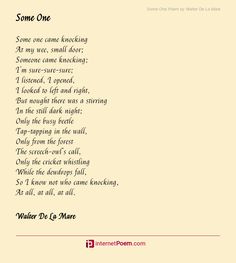 some one poem by walter de la mare