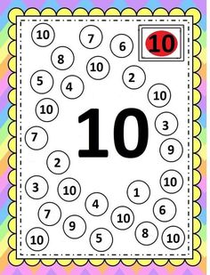 a number ten poster with the word 10 in black and white, on a colorful background