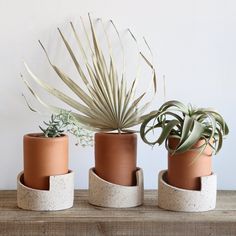 Natural Cylinder Planters with Geo Trays - Set of 3 - Holistic Habitat Herb Garden Planter, Vases Pottery, Mexican Hacienda, Handmade Ceramic Planters, Plant Tray, Greenhouse Plants, Bohemian Home Decor, Unique Planter, Terracotta Planter