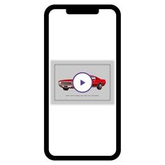 an image of a cell phone screen with a car on the screen and a video play button