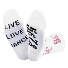 PRICES MAY VARY. ❤QUOTE:Live Love Dance 5678. ❤QUALITY：We use 80% Cotton, 17% polyester, 3% Elastane to ensure our socks soft, comfortable, stretchy and breathable. No fading, hold up well in the laundry. ❤SEWN IN LETTERING, NOT PRINTED：All of the words are stitched directly into the socks rather than iron-on transfer, so it won't peel off. These Novelty and funny socks will make your friends giggle; here you go! ❤Socks come in a nice wrap, ready as a gift. Socks :5.7 x 3.1 inches for men and wo Teacher End Of Year Gifts, Dance Team Gifts, Dance Convention, Teacher End Of Year, Dance Socks, Women Dance, Dance Stuff, Dancer Gift, Love Dance