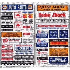 an advertisement for radio shack with different types of advertisements on the front and back of it