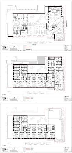 three plans for an office building with multiple floors