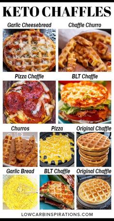 the different types of waffles are shown in this graphic above it's description