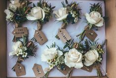 wedding bouquets in a box with price tags