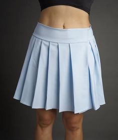 "JUNIOR to PLUS SIZE \"BabyBlue\" PLAID LONG SKIRT 18\"-20\" LONG. (BabyBlue) TO ENSURE YOU ORDER THE CORRECT SIZE SKIRT, PLEASE READ THIS  CAREFULLY; THEN MATCH IT WITH SIZES. ALL OUR SKIRTS ARE ALWAYS MADE WITH A 3\" LONG WAITSBAND + THE LEGNTH OF THE SKIRT. OUR SKIRTS ARE ALL MADE TO ORDER AND THE LENGTH MAY SLIGHTLY CHANGE A FEW CENTIMETERS, BUT WE TRY TO BE AS ACCURATE AS POSSIBLE.  BELOW IF THE FINAL LENGTH OF THE SKIRT. *XSMALL - Waistband measures 28\" around when fully closed. Skirt is Long Skirt Pleated, Plaid Long Skirt, Long Plaid Skirt, Mini Skirt Style, Womens Skirts, Skirt Pleated, Langer Rock, Skirt Fashion, Long Skirt