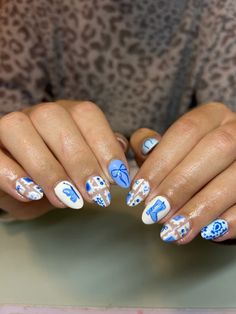 #blue #nails #bluenails #almondshapenails #blueberry #stamps #cutenails #petitsalon #salon #nailart #nailartist #nailtech #nailinspo #nailidea #nailsoftheday #trending #tiktok #naildesign #design #nailartideas #artidea #nailitdaily #nailsoftheday #nostalgia #trendingnow #nailtrends #viral #viralnailtrend #naildesign #art #bluenailart #gel #gelx #gelxapres #funnails #nailmagazine #nailfashion #nailobsession #nailpro Dark Blue Cheetah Nails, Blue Western Nails, Western Style Nails, Stamp Nails, Western Nails, Trending Tiktok, Blue Nail Art