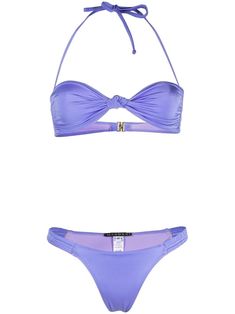 ruched bikini set from MANOKHI featuring lilac purple, ruched detailing, sleeveless and rear clasp fastening. Be mindful to try on swimwear over your own garments.. Purple Bikinis, Luxury Purple Swimwear For Beach, Purple Fitted Ruched Swimwear, Luxury Fitted Purple Swimwear, Lilac Swimsuit Bikinis, Beachy Purple Triangle Top Swimwear, Purple Bathing Suit, Beautiful Bathing Suits, Beach Bathing Suits