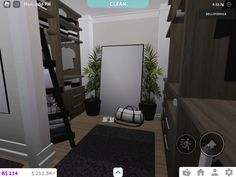 a virtual view of a bedroom and closet