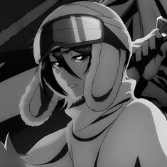 an animated image of a woman with goggles on her head and wearing a helmet