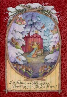 a card with an image of a fairy scene