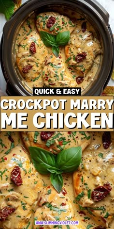 crock pot marry me chicken with basil leaves