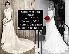 an old photo of a woman in her wedding dress and another photograph of the same woman