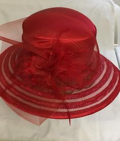 Ladies Red Straw Hat with a Netting Bow & Red Feathers Satin Crown 22 1/2 IN  | eBay 90s Haircuts, Chin Hair, Red Hat Ladies, Red Feather, Red Hat, Red Hats, Straw Hat, Red Hair, Feathers