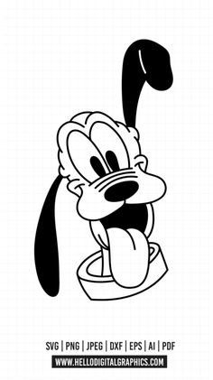 an image of goofy ducky from the cartoon series, which appears to be drawn in black and white