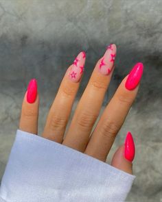 Bright Sparkle Nails, Fun Colored Nails, Neon Holiday Nails, One Nail Different Color, Fun Pink Nail Designs, Summer Nails Sparkle, Fun Nails Summer, Ongles Summer, Bright Pink Nail Designs