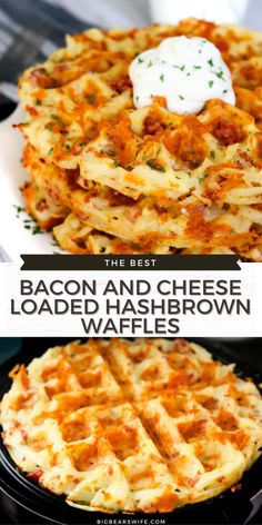 bacon and cheese loaded hash browns waffles