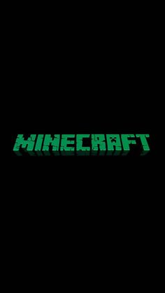 the logo for minecraft is shown in green on a black background with an image of a