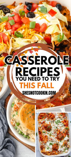 Cozy fall dinner casseroles photo collage. Fall Dinner Casseroles, Easy Healthy Casseroles, Winter Comfort Food Recipes, Poverty Meal, Fall Casserole, Fall Casserole Recipes, Chicken Biscuit Casserole, Fall Casseroles, Biscuit Casserole