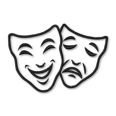 two masks with faces drawn on them, one is smiling and the other has closed eyes