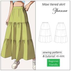 the sewing pattern for this skirt is easy to sew, and has an attached waistline