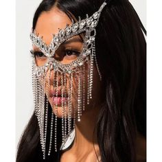 Women Rhinestone Face Mask Masquerade Mask Women, Face Rhinestones, Rhinestone Face Mask, Halloween Fest, Face Jewellery, Mask Masquerade, Halloween Masquerade, Tassels Fashion, Masks Masquerade