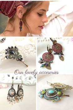 Stunning Purple Dangle Earrings, Charming & Rich Design Earrings. Made from copper, beads and stones in different colors and shapes.