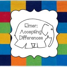 an elephant with the words liner, accepting differences on it's face and in front of multi - colored squares