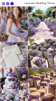 a collage of lavender themed wedding themes