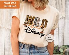 "Wild about Tee, Safari Mode, Animal Kingdom, Cute Gift, Mickey and His Friend Shirt, Mickey and Friends T-shirt, Party Gift  ORDERING: 1. Review all photos 2. Choose Size and Color from drop-down menu 3. If personalization box is available, add your text color 4. Add each shirt to cart one at a time 5. Click \"Add to Cart\" - you can go back to add more products 6. Click \"Proceed to Checkout\" 7. Add note to seller for any requests * We use several different brand shirts, all of them are premi Wild About Disney Shirt, Animal Kingdome Shirt, Animal Kingdom Outfit Woman, Animal Kingdom Outfit, Disney Animal Kingdom Shirts, Animal Kingdom Shirts, Friends T Shirt, Friends Tshirt, Brand Shirts