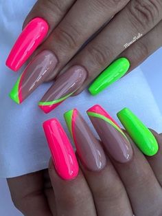 more in the telegram Summer Nail 2024 Trends Bright, Green And Pink Neon Nails, Bright Green And Pink Nails, Neon Coffin Nail Ideas, Neon Green And Pink Nail Designs, Neon Pink And Neon Green Nails, Hot Pink And Neon Green Nails, Long Square Nails Design Ideas Summer, Neon Pink And Green Nails Acrylic